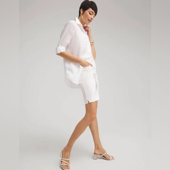 100% Linen button down blouse shirt - Picture 8 of 9